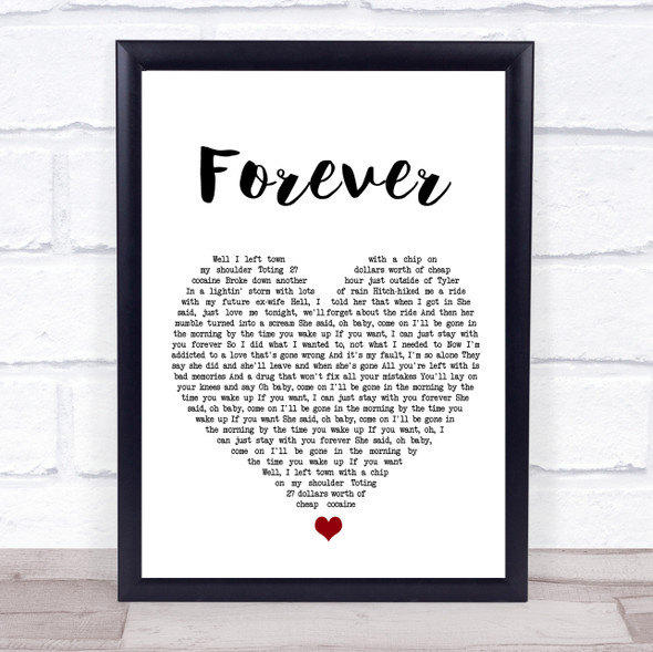 Koe Wetzel Forever White Heart Song Lyric Wall Art Print