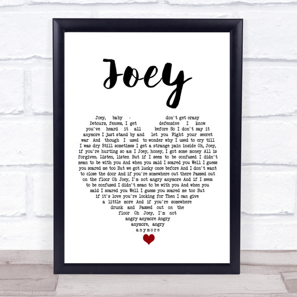 Concrete Blonde Joey White Heart Song Lyric Wall Art Print