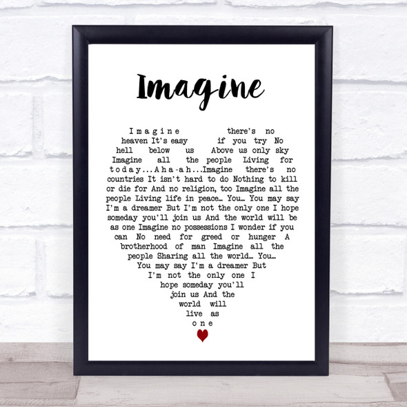 Imagine John Lennon Quote Song Lyric Heart Print