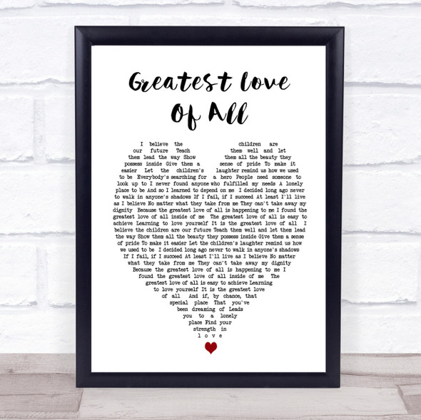 Whitney Houston Greatest Love Of All Heart Song Lyric Quote Print