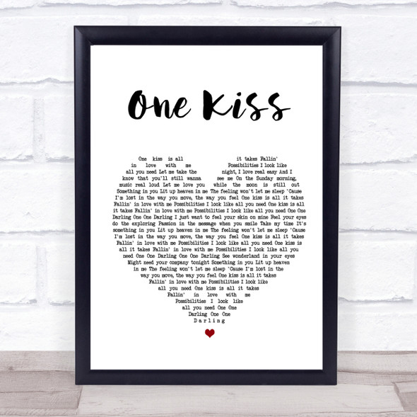 Calvin Harris & Dua Lipa One Kiss Heart Song Lyric Quote Print
