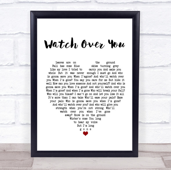 Alter Bridge Watch Over You White Heart Song Lyric Quote Print