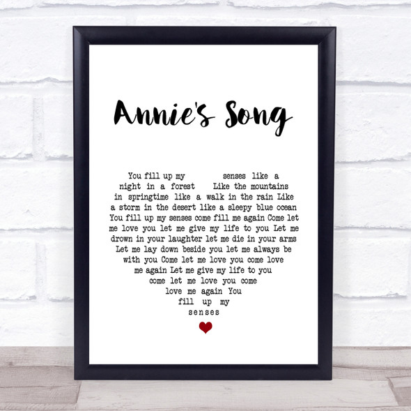 John Denver Annie's Song White Heart Song Lyric Quote Print