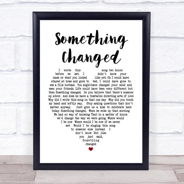 Pulp Something Changed White Heart Song Lyric Quote Print