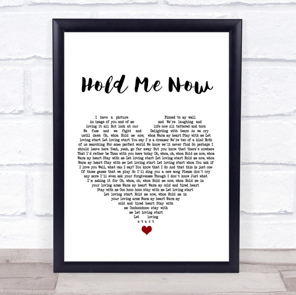 Thompson Twins Hold Me Now White Heart Song Lyric Quote Print