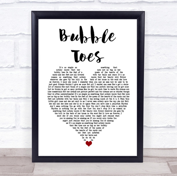 Jack Johnson Bubble Toes Heart Song Lyric Quote Print