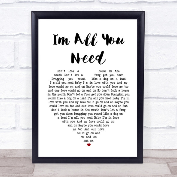 The Divine Comedy I'm All You Need Heart Song Lyric Quote Print