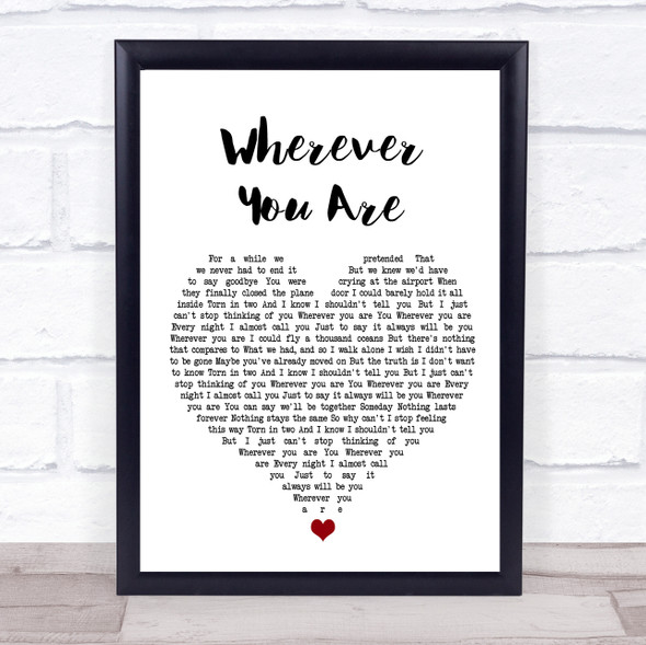 5 Seconds Of Summer Wherever You Are White Heart Song Lyric Print