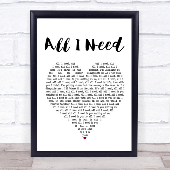 AWOLNATION All I Need White Heart Song Lyric Print