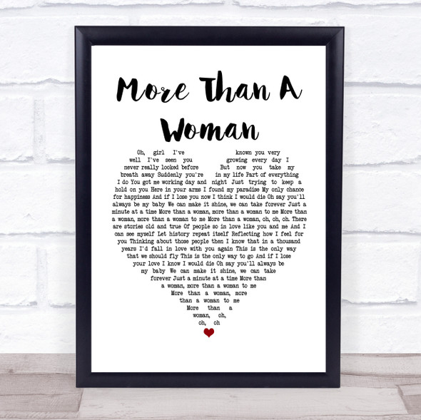 Bee Gees More Than A Woman White Heart Song Lyric Print