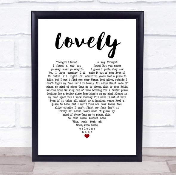 Billie Eilish and Khalid Lovely White Heart Song Lyric Print