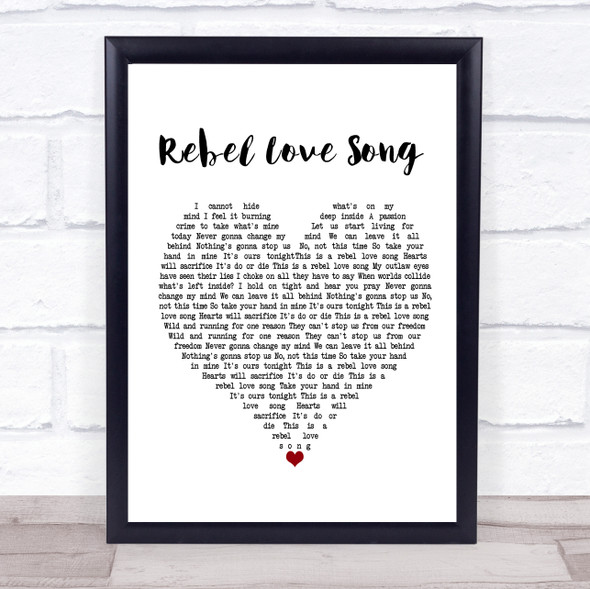 Black Veil Brides Rebel Love Song White Heart Song Lyric Print