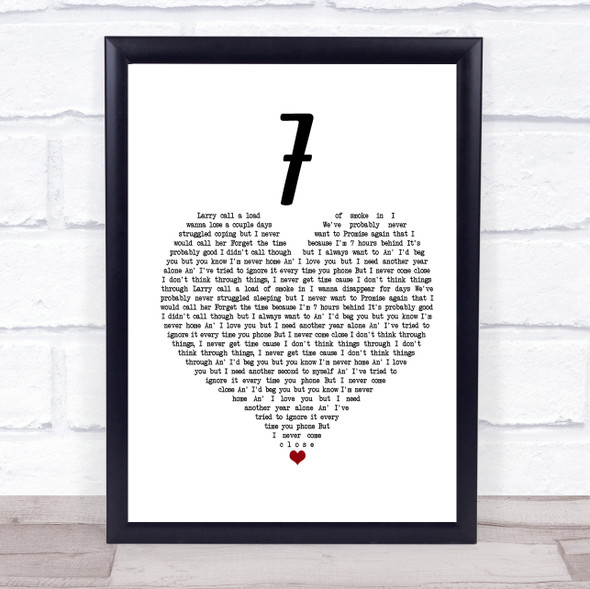 Catfish And The Bottlemen 7 White Heart Song Lyric Print