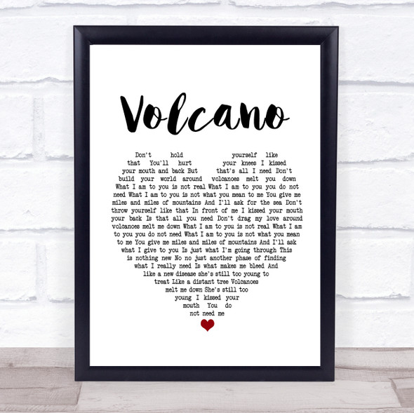 Damien Rice Volcano White Heart Song Lyric Print