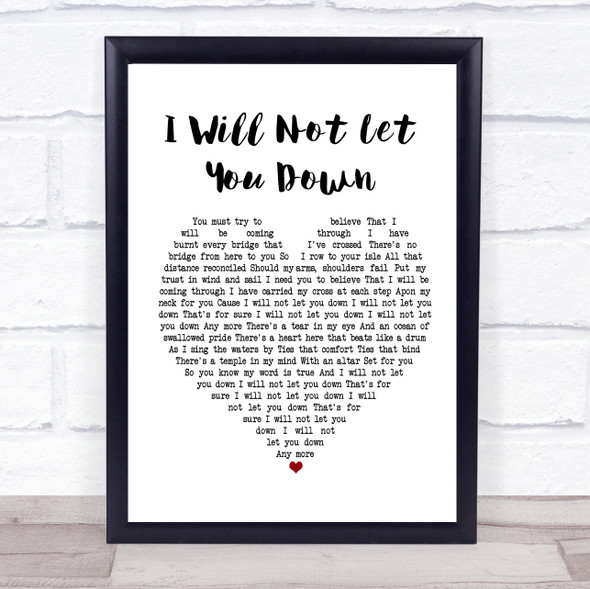 Don McGlashan I Will Not Let You Down White Heart Song Lyric Print
