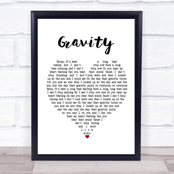 Embrace Gravity White Heart Song Lyric Print