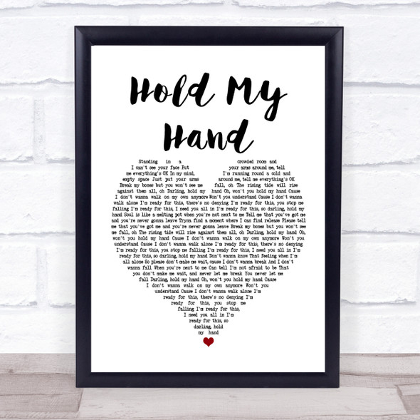 Jess Glynne Hold My Hand White Heart Song Lyric Print