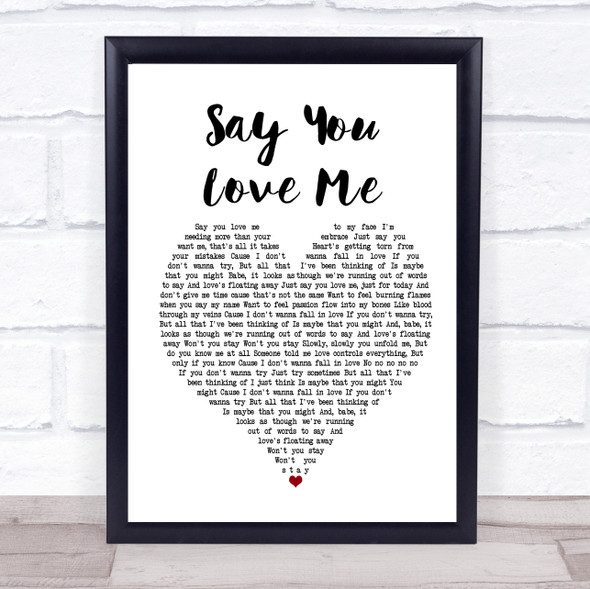 Jessie Ware Say You Love Me White Heart Song Lyric Print