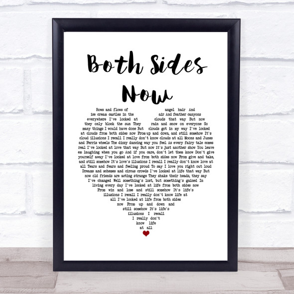 Joni Mitchell Both Sides Now White Heart Song Lyric Print