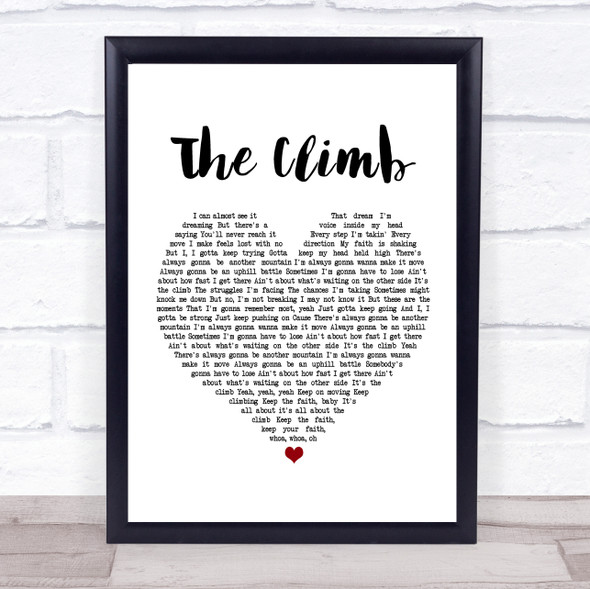 Miley Cyrus The Climb White Heart Song Lyric Print