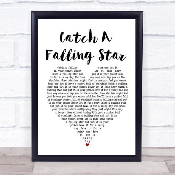 Perry Como Catch A Falling Star White Heart Song Lyric Print