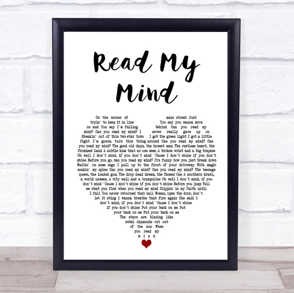 The Killers Read My Mind White Heart Song Lyric Print