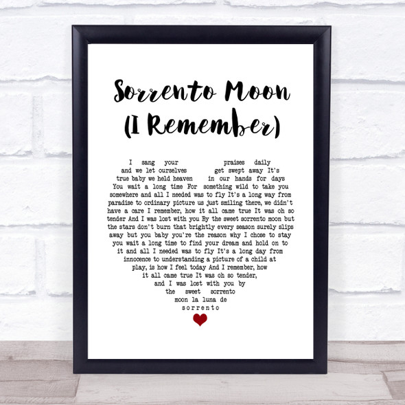 Tina Arena Sorrento Moon (I Remember) White Heart Song Lyric Print
