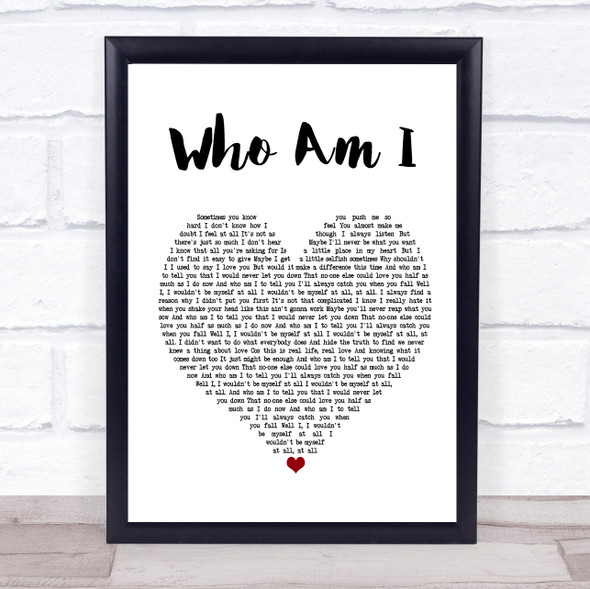 Will Young Who Am I White Heart Song Lyric Print