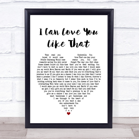 All-4-One I Can Love You Like That White Heart Song Lyric Print