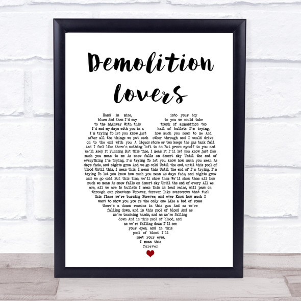 My Chemical Romance Demolition Lovers White Heart Song Lyric Print