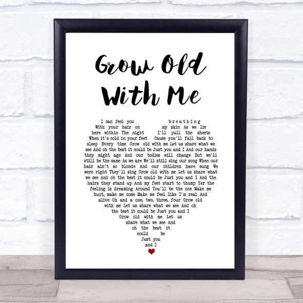 Tom Odell Grow Old With Me White Heart Song Lyric Print