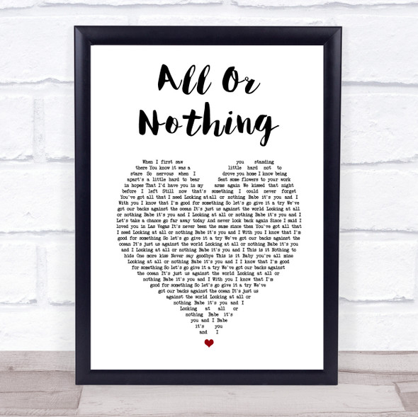 Theory Of A Deadman All Or Nothing White Heart Song Lyric Print