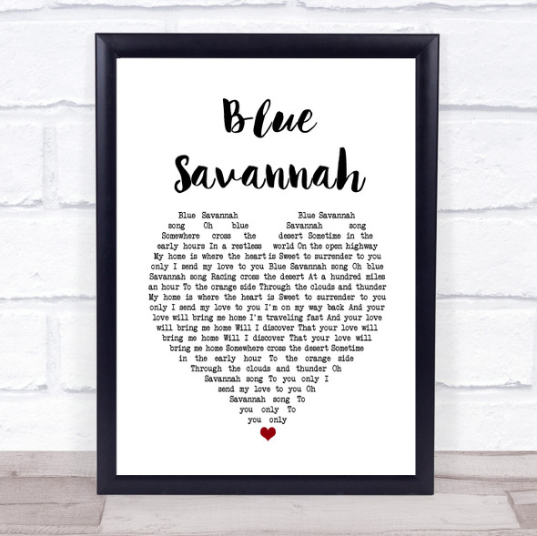 Erasure Blue Savannah White Heart Song Lyric Print