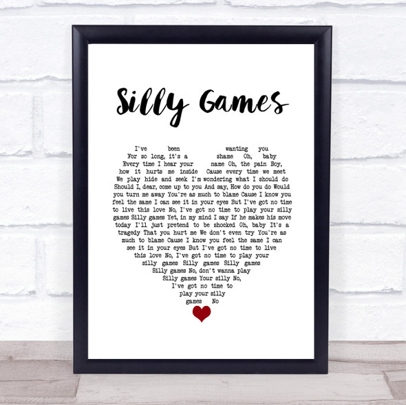 Janet Kay Silly Games White Heart Song Lyric Print