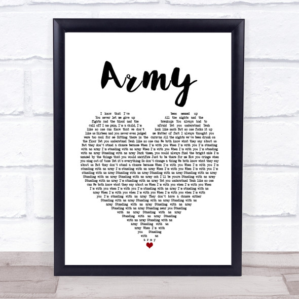 Ellie Goulding Army White Heart Song Lyric Print