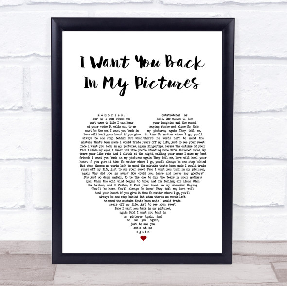Christopher L. Merrill I Want You Back In My Pictures White Heart Song Lyric Print