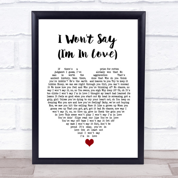 Hercules I Won't Say (I'm In Love) White Heart Song Lyric Print