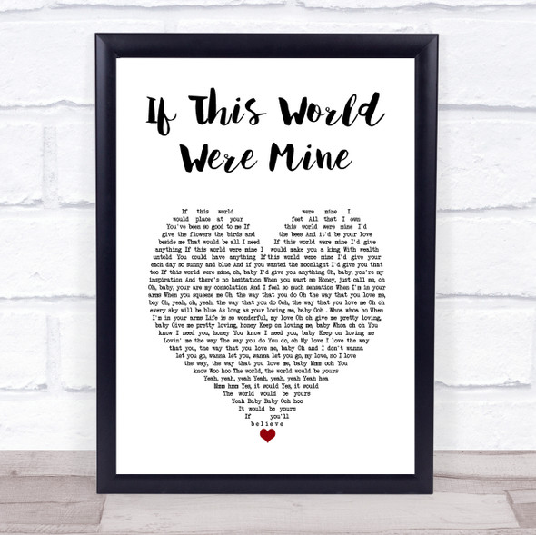 Luther Vandross If This World Were Mine White Heart Song Lyric Print