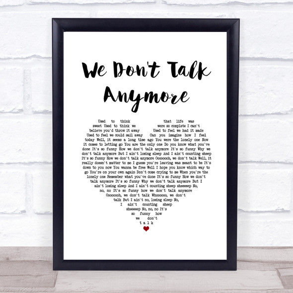 Cliff Richard We Don't Talk Anymore White Heart Song Lyric Print