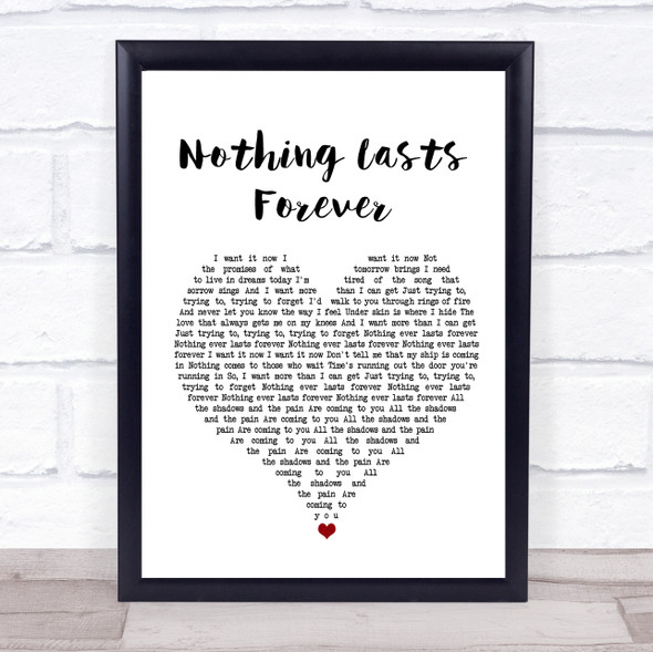 Echo & The Bunnymen Nothing Lasts Forever White Heart Song Lyric Print