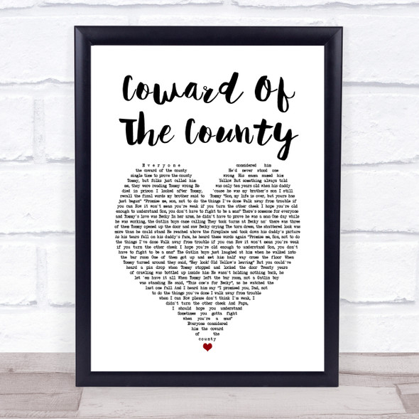 Kenny Rogers Coward Of The County White Heart Song Lyric Print