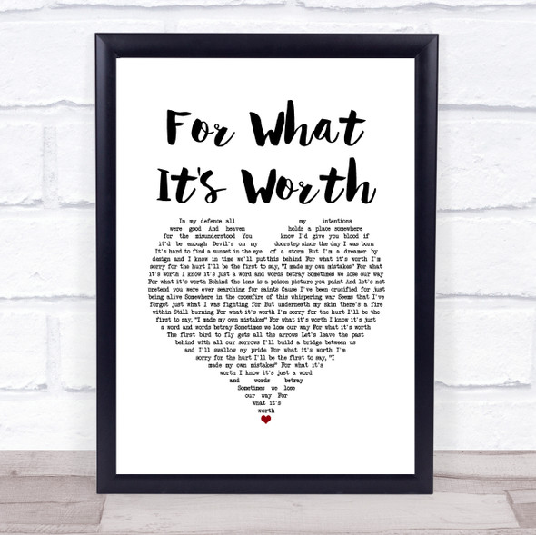 Liam Gallagher For What It's Worth White Heart Song Lyric Print