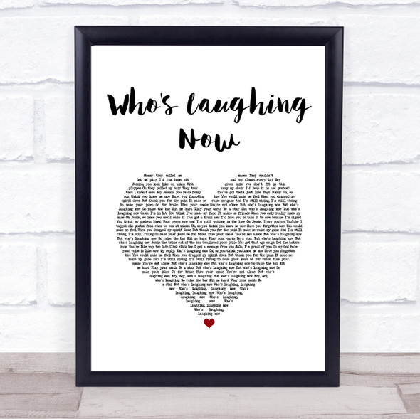 Jessie J Who's Laughing Now White Heart Song Lyric Print