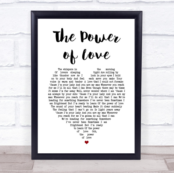 Jennifer Rush The Power of Love White Heart Song Lyric Print
