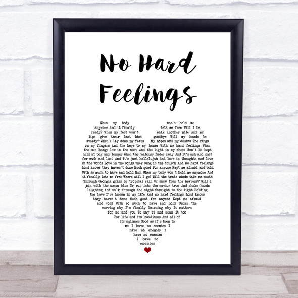 The Avett Brothers No Hard Feelings White Heart Song Lyric Print