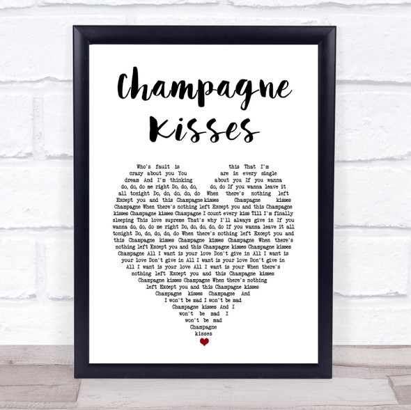 Jessie Ware Champagne Kisses White Heart Song Lyric Print