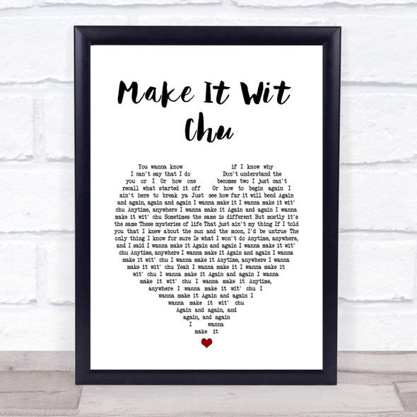 Queens of the Stone Age Make It Wit Chu White Heart Song Lyric Print
