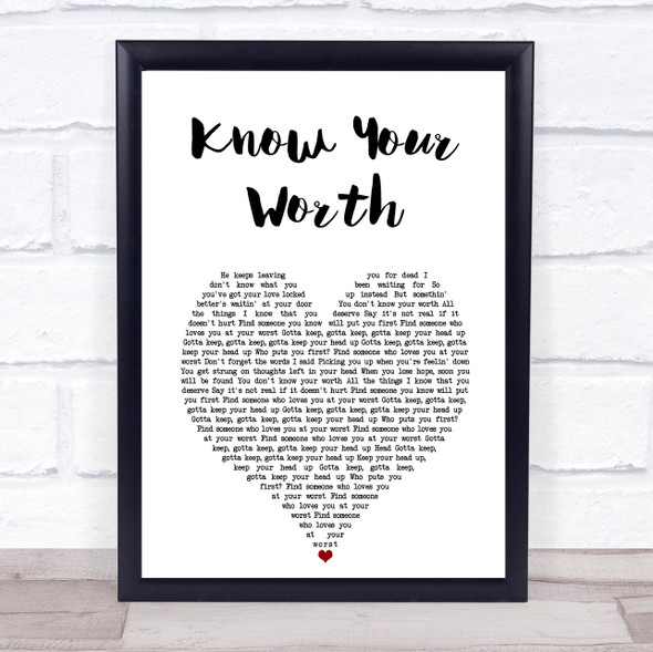 Khalid & Disclosure Know Your Worth White Heart Song Lyric Print