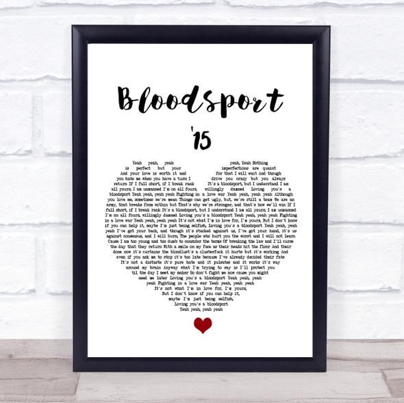 Raleigh Ritchie Bloodsport '15 White Heart Song Lyric Print