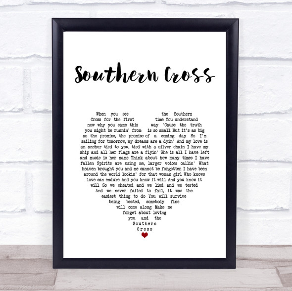 Crosby, Stills & Nash Southern Cross White Heart Song Lyric Print